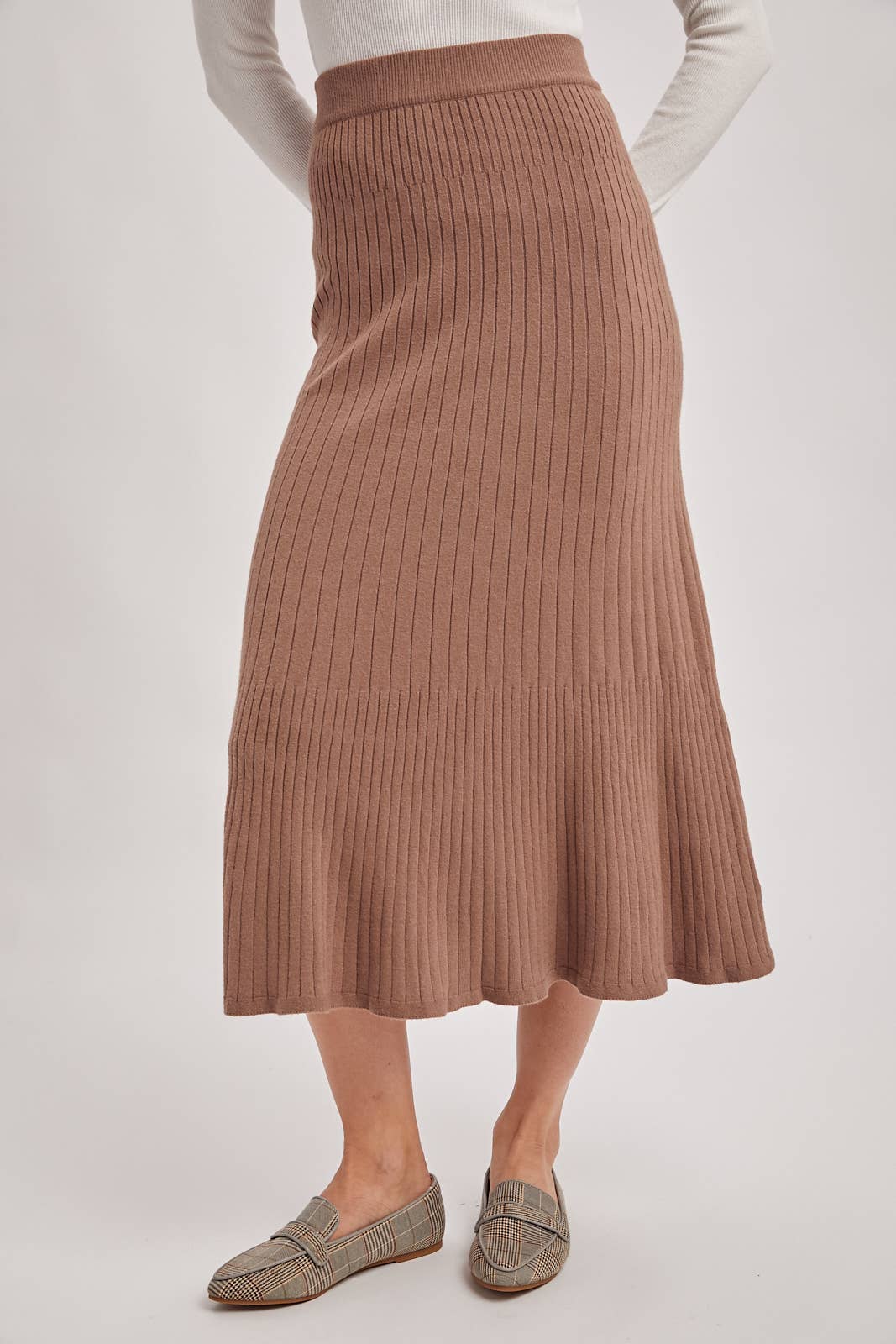 A-LINE MIDI KNIT SKIRT